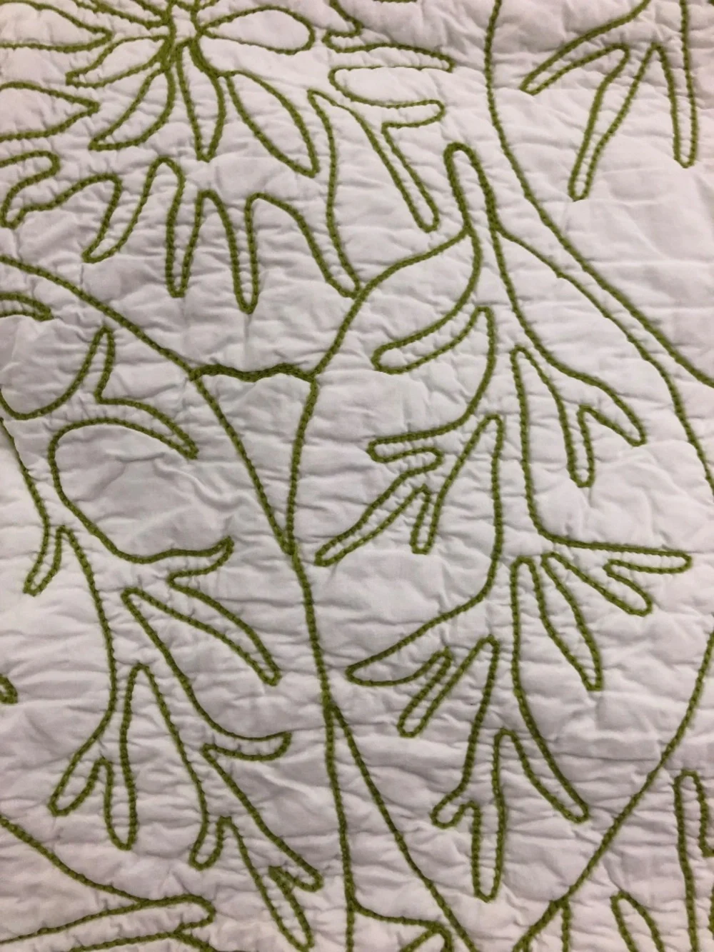 Grandin Road embroidered standard pillow shams 100% cotton leaf print Palm Beach